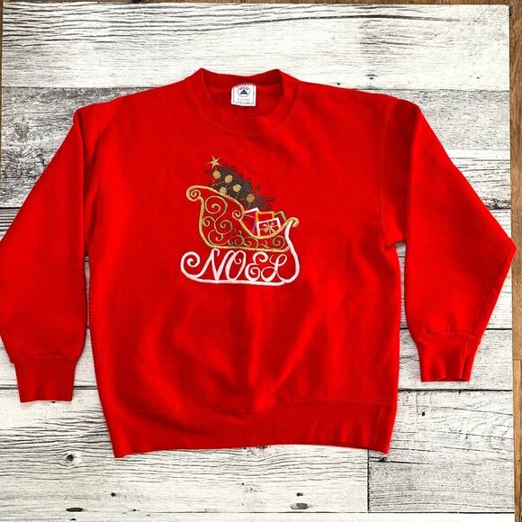 Vintage Noel Christmas Embroidered Crewneck Sweatshirt - Picture 1 of 7